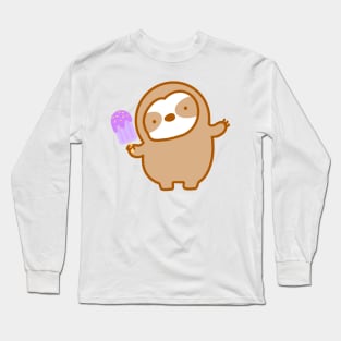 Cute Purple Popsicle Sloth Long Sleeve T-Shirt